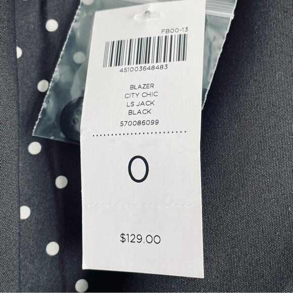 🆕 Chico’s City Chic black blazer size 0 polka dot lining NWT - Picture 3 of 10
